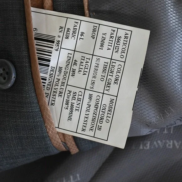 Caravelli 44L 36x34 Gray Sharkskin Super 150s Mens Jacket‎ Pants Suit